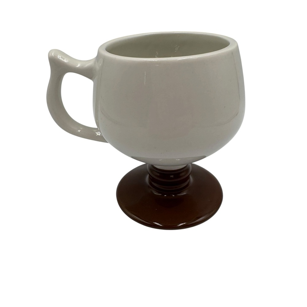Hall China Footed Mug Cream‎ Brown Vintage Ceramic Pedestal Cup Restaurant 2274